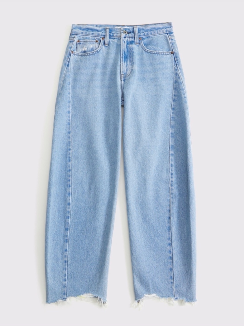 Abercrombie destroyed hem light was High-Rise Barrel Jeans Short